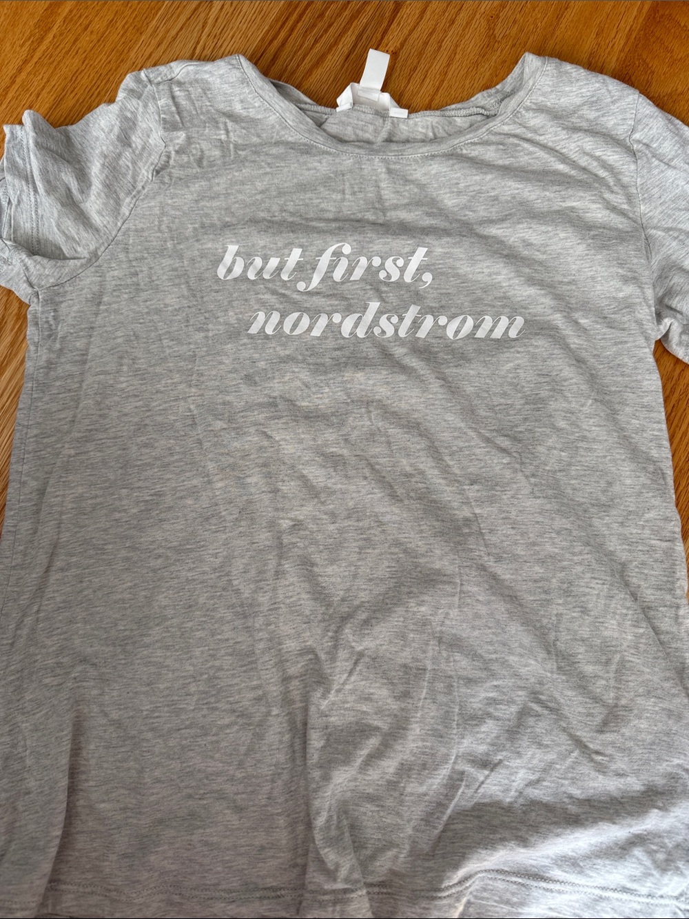 Nordstrom Light Gray Graphic Tee - White Script Logo